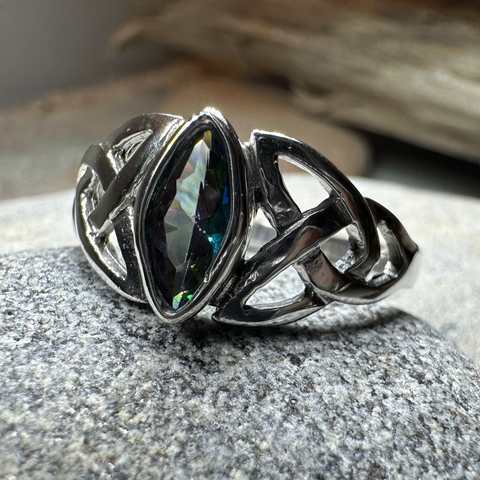 Load image into Gallery viewer, Mystic Topaz Trinity Knot Ring