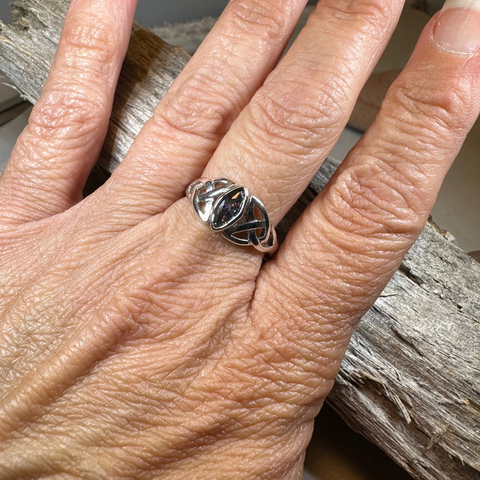 Load image into Gallery viewer, Mystic Topaz Trinity Knot Ring