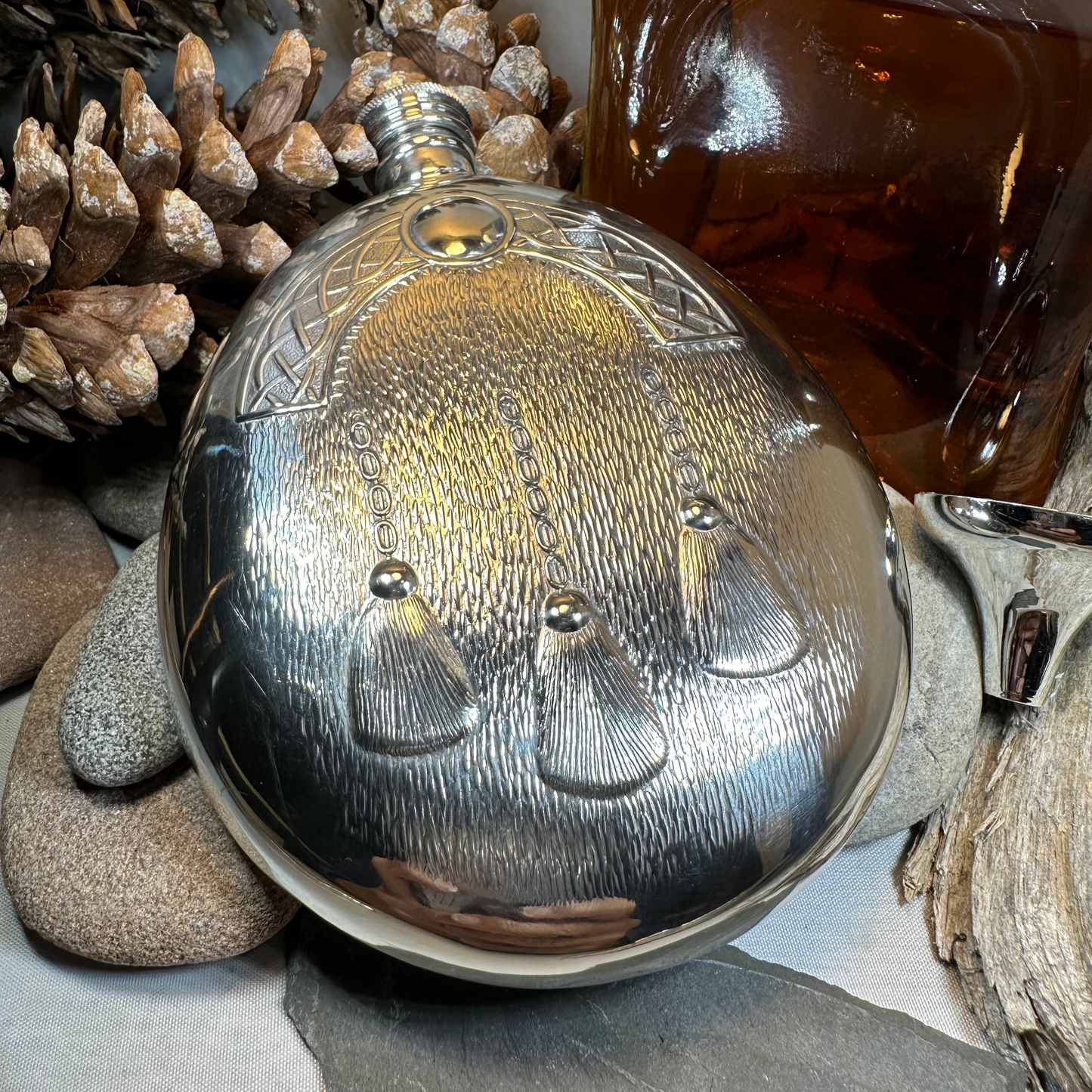 Scottish Sporran Pewter Hip Flask - Handmade in England