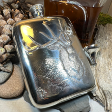 Load image into Gallery viewer, Roaring Stag Pewter Hip Flask
