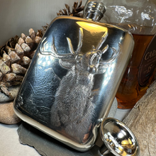 Load image into Gallery viewer, Roaring Stag Pewter Hip Flask