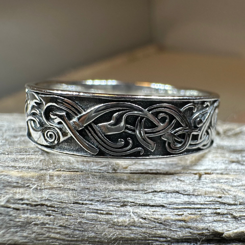 Load image into Gallery viewer, Celtic Raven Ring in Sterling Silver