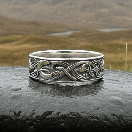 Load image into Gallery viewer, Celtic Raven Ring in Sterling Silver