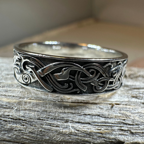 Load image into Gallery viewer, Celtic Raven Ring in Sterling Silver