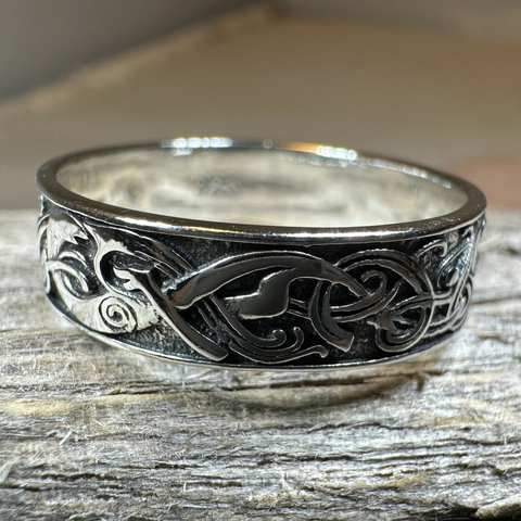 Load image into Gallery viewer, Celtic Raven Ring in Sterling Silver