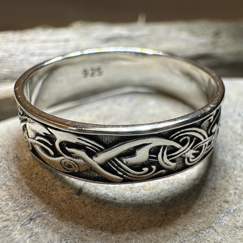Load image into Gallery viewer, Celtic Raven Ring in Sterling Silver
