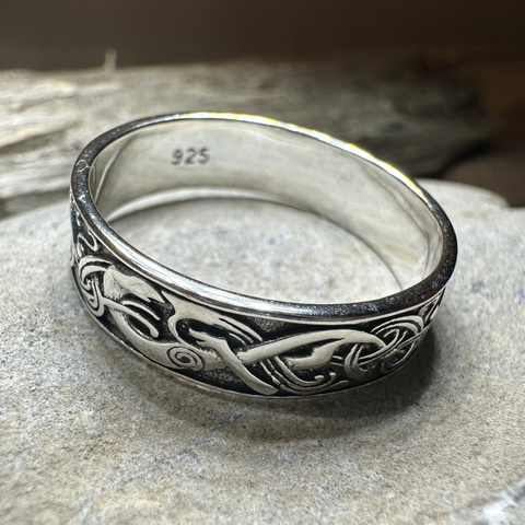 Load image into Gallery viewer, Celtic Raven Ring in Sterling Silver