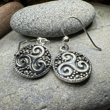 Load image into Gallery viewer, Celtic Triskel Marcasite Earrings