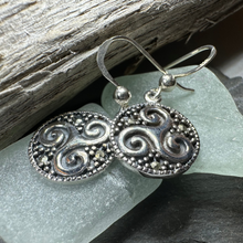 Load image into Gallery viewer, Celtic Triskel Marcasite Earrings