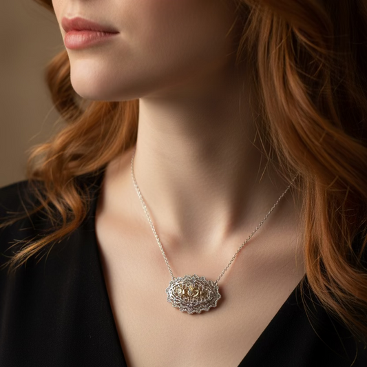 Irish Lace Claddagh Necklace - Handmade in Ireland