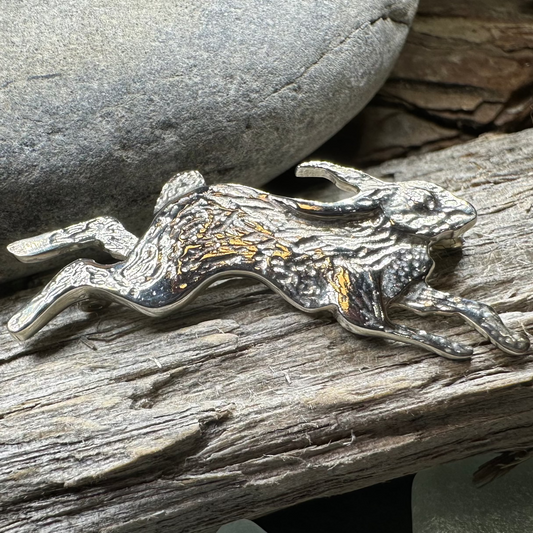 Meadowjumper Sterling Silver Rabbit Brooch - Handmade in Scotland