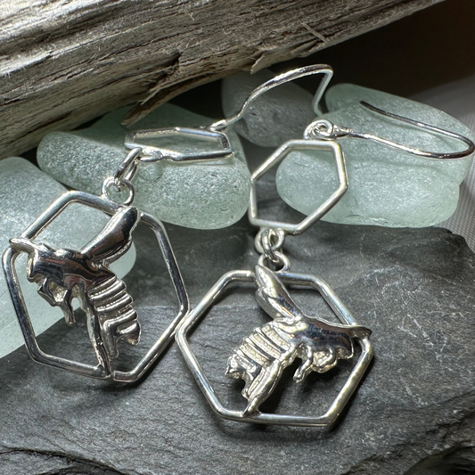 Honeycomb Bee Earrings