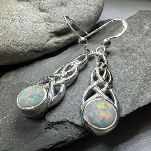 Load image into Gallery viewer, Muriel Celtic Knot Opal Earrings