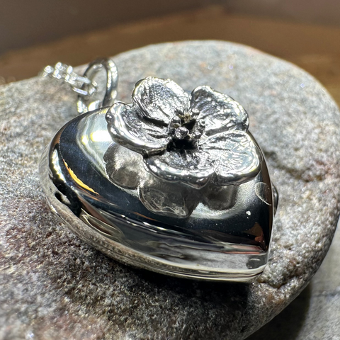 Load image into Gallery viewer, Dogwood Flower Silver Locket Necklace