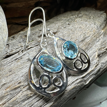 Load image into Gallery viewer, Blue Topaz Celtic Earrings