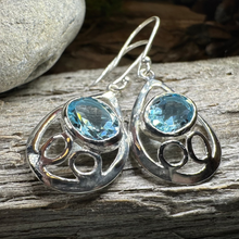 Load image into Gallery viewer, Blue Topaz Celtic Earrings