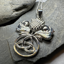 Load image into Gallery viewer, Scottish Thistle Trinity Knot Necklace