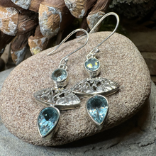 Load image into Gallery viewer, Celtic Morning Blue Topaz Earrings