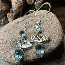 Load image into Gallery viewer, Celtic Morning Blue Topaz Earrings