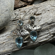 Load image into Gallery viewer, Celtic Morning Blue Topaz Earrings