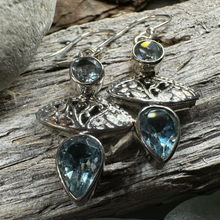 Load image into Gallery viewer, Celtic Morning Blue Topaz Earrings