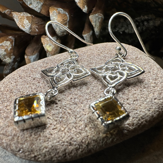 Celtic Love Knot Citrine Earrings in sterling silver