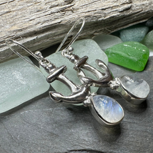 Load image into Gallery viewer, Moonstone Anchor Earrings