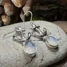 Load image into Gallery viewer, Moonstone Anchor Earrings