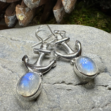 Load image into Gallery viewer, Moonstone Anchor Earrings