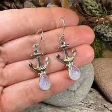 Load image into Gallery viewer, Moonstone Anchor Earrings
