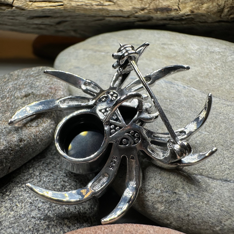 Load image into Gallery viewer, Gothic Marcasite Spider Brooch in Sterling Silver