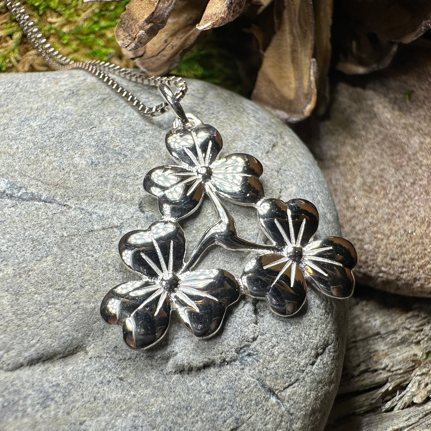 Irish Triple Shamrock Necklace - Handmade in Ireland — view 9