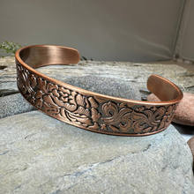 Load image into Gallery viewer, Peony Passion Copper Cuff Bracelet