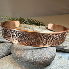 Load image into Gallery viewer, Moonlit Forest Copper Cuff Bracelet