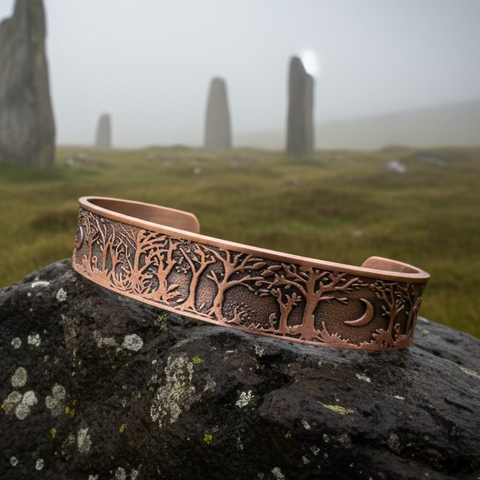 Load image into Gallery viewer, Moonlit Forest Copper Cuff Bracelet
