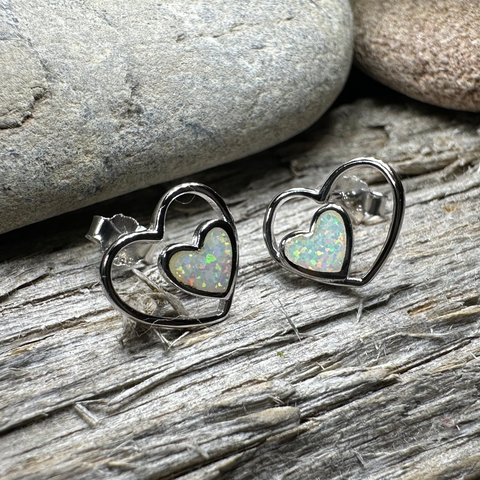 Load image into Gallery viewer, Double Heart Stud Earrings