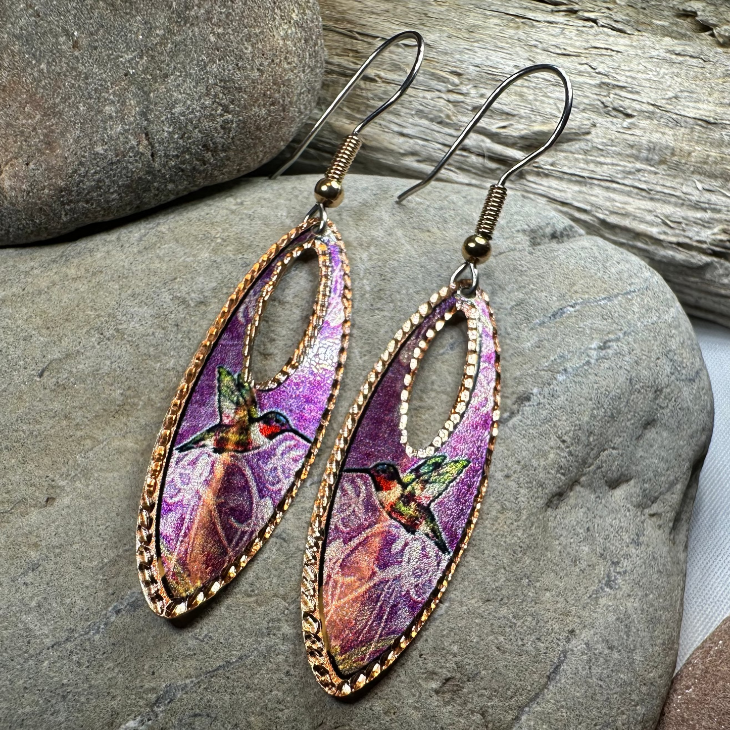 Joyful Hummingbird Copper Earrings