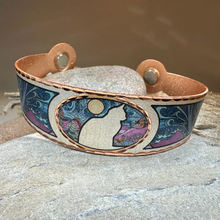 Load image into Gallery viewer, Moondreamer Cat Copper Cuff Bracelet