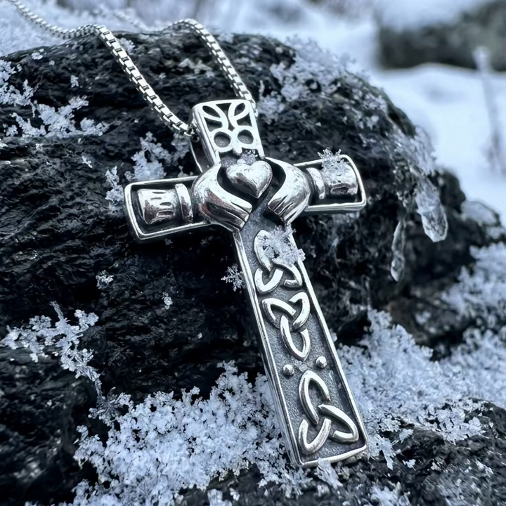 Dayle Celtic Cross Claddagh Necklace in sterling silver