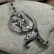 Load image into Gallery viewer, Eldoris Sapphire Celtic Mermaid Necklace