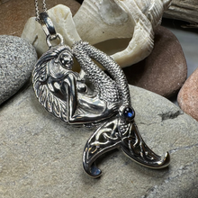Load image into Gallery viewer, Eldoris Sapphire Celtic Mermaid Necklace