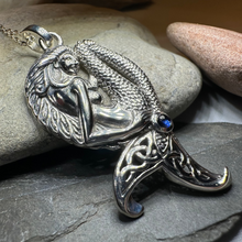 Load image into Gallery viewer, Eldoris Sapphire Celtic Mermaid Necklace