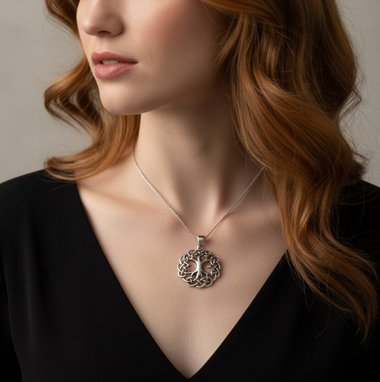 Cynthia Celtic Tree of Life Necklace in Sterling Silver — view 2
