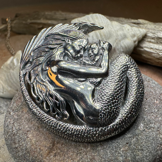 Loving Motherhood Mermaid Necklace in Sterling Silver