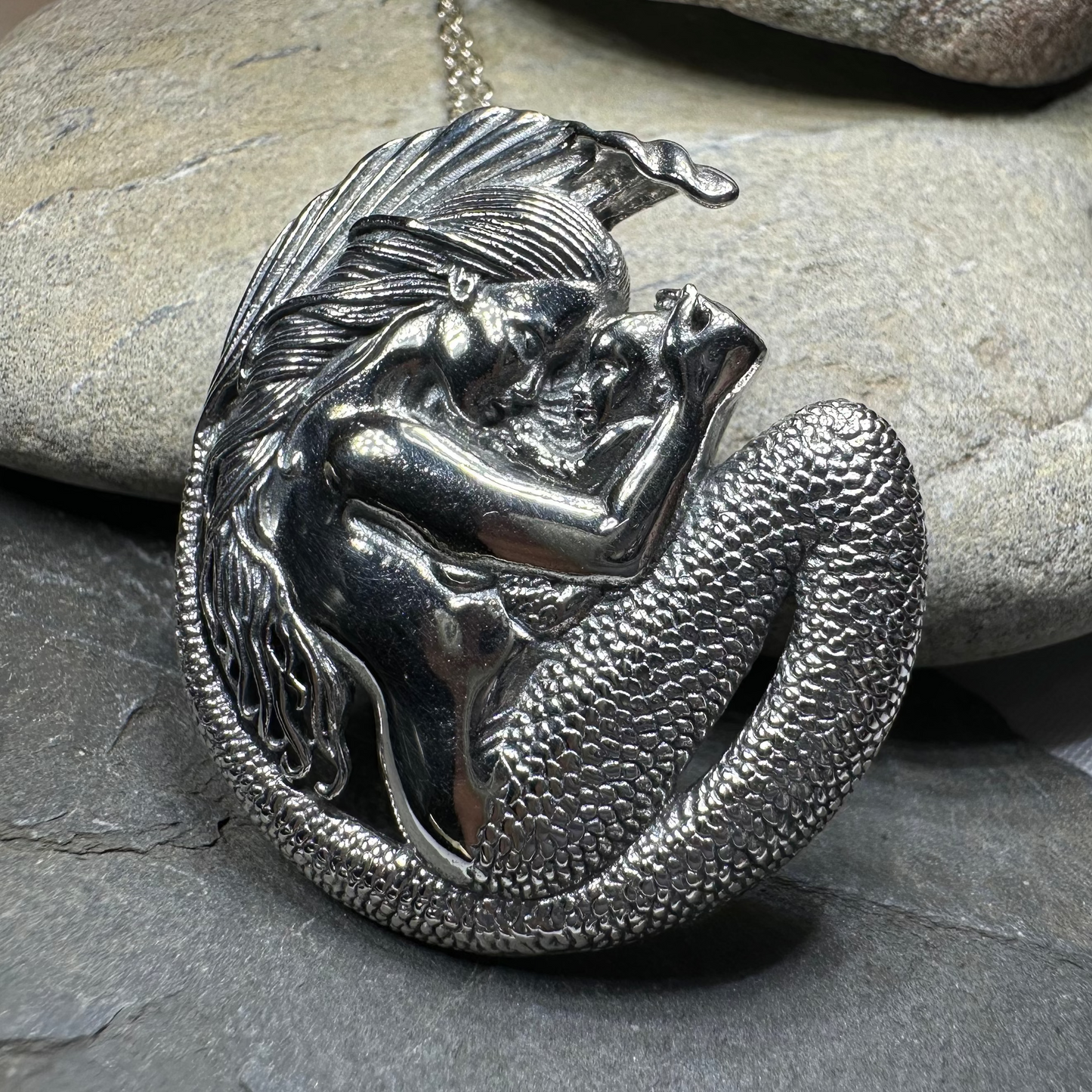 Loving Motherhood Mermaid Necklace in Sterling Silver