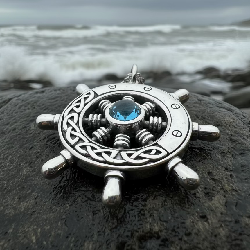 Keswick Ship's Wheel Necklace - Sterling Silver – Celtic Crystal