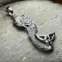 Load image into Gallery viewer, Celtic Trinity Knot Mermaid Necklace in Sterling Silver