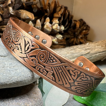 Load image into Gallery viewer, Celtic Birds Copper Cuff Bracelet