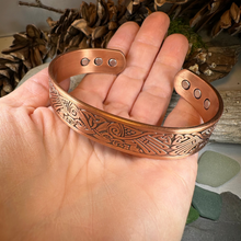 Load image into Gallery viewer, Celtic Birds Copper Cuff Bracelet
