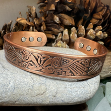 Load image into Gallery viewer, Celtic Birds Copper Cuff Bracelet